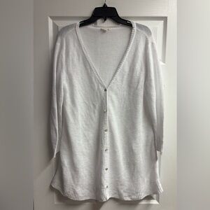 Eileen Fisher Ivory 100% Linen Lightweight Cardigan Size XL